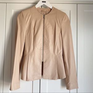 NWT Zara genuine leather peplum jacket